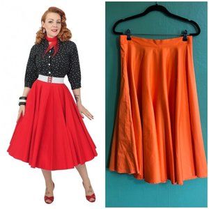 Vivien of Holloway Orange Circle Skirt  - Size 16